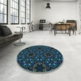 thumbnail image 4 of Ahgly Company Machine Washable Indoor Round Transitional Midnight Gray Area Rugs, 4' Round, 4 of 7