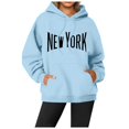 thumbnail image 2 of New York Hoodies for Women Long Sleeve Graphic Y2K Hoodie with Pockets Streetwear Hooded Sweatshirt Pullover Tops, 2 of 5