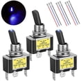 thumbnail image 3 of 6PCS ON Off Rocker Lighted Toggle Switch 30A 12V DC SPST 2 Position 3 Pin Blue LED Light Wired for Car Boat Automotive, 3 of 9