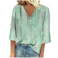 thumbnail image 2 of Horkkom Short Sleeve Shirts for Women Summer Casual Loose T Shirts V Neck Floral Print Tops L, 2 of 5
