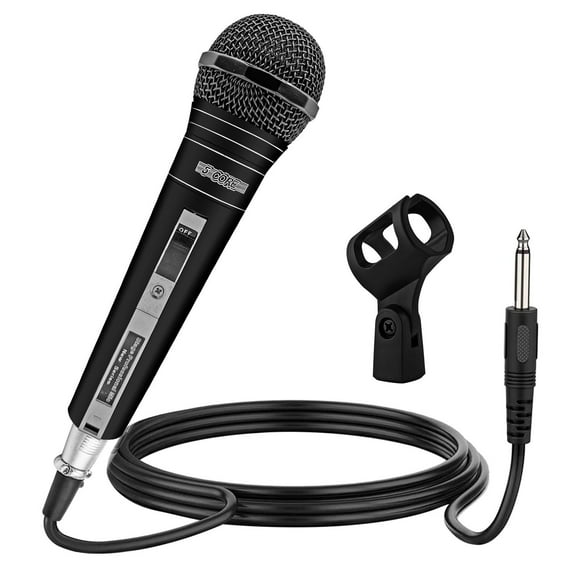 Cardioid Dynamic Vocal Microphone with On/Off Switch & XLR/1/4" Cable – Noise-Reducing Handheld Mic for Karaoke, Live Singing, DJ, and Public Speaking