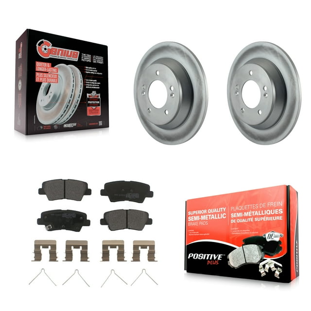 Transit Auto Rear Coated Disc Brake Rotors and Semi-Metallic Pads Kit for Car 2014-2017 Kia Rondo with Electric Parking KGF-101574