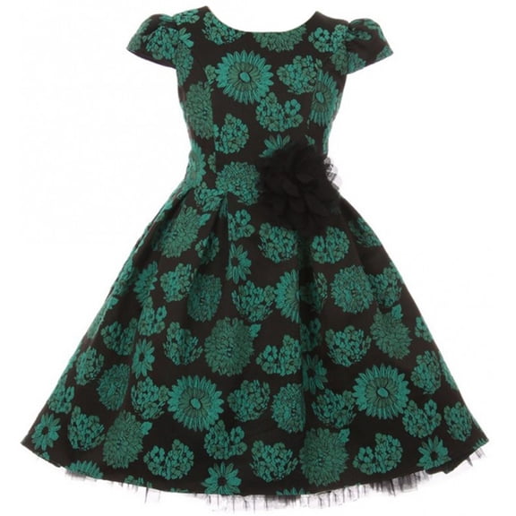 Little Girls Cap Sleeve Peek A Boo High Low Christmas Holiday Flower Girl Dress Green 2 (K40D4)
