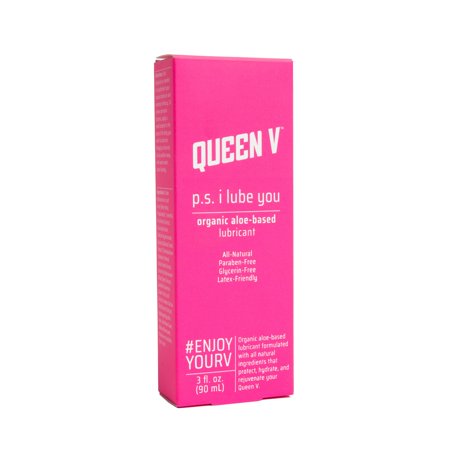 Queen V P.S. I Lube You Organic Aloe Lubricant Latex Friendly Hydrating All-Natural Lube, 3 (Best Lube For Vaginal Dryness)