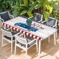 thumbnail image 2 of Independence Day Table Cloths for 6 Foot Rectangle Tables, USA Flag Truck Gnomes Wooden Grian Patio Waterproof Elastic Fitted Tablecloths, Washable Rectangular Table Cover for Camping, 2 of 8