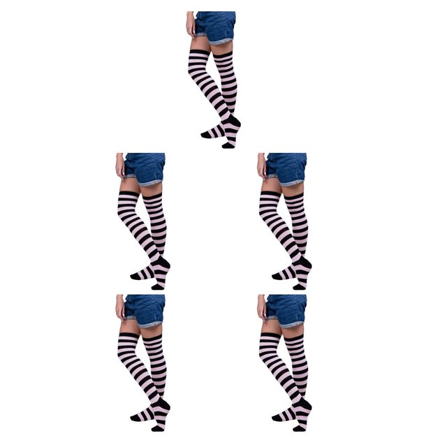 Minnieouse Medias pantimedias sin costuras calcetines largos divertidos rayas arcoíris muslo juego de rol carnaval niñas vestido fiesta de baile tipo 6 Type2 NO2 Minnieouse CBP394765