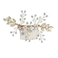 thumbnail image 1 of Golden Alloy Hair Comb for Women with Pearl and Rhinestone Design for Weddings and Special, 1 of 3