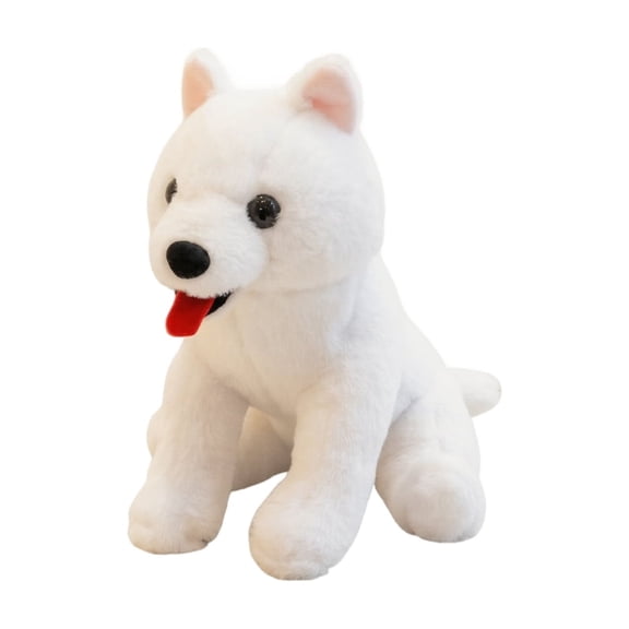 Stuffed Dog Plush | Fluffy White Dog Stuffed Animal | Colorful Puppy Stuffed Animal | 13 Inch Sitting Samoyed Plush Gift