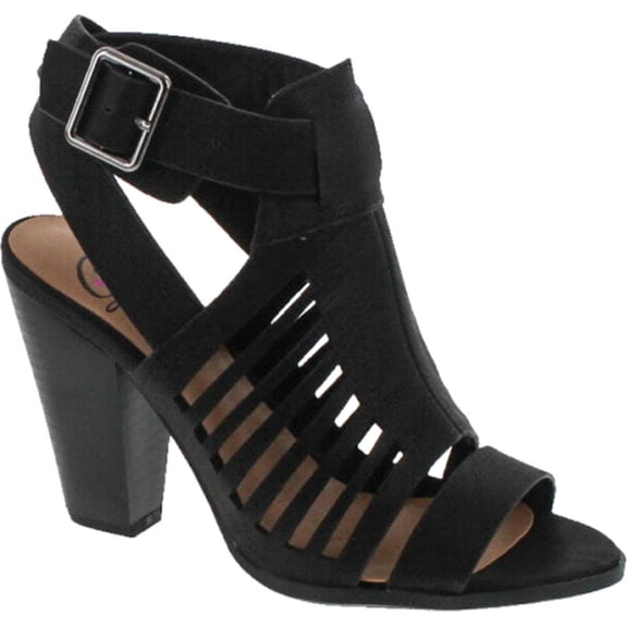Soda Delicious Yummy Cutout Stacked Heel Sandal