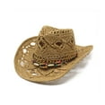 thumbnail image 2 of Shadoumai Cowgirl Hat for Women Men Western Cowboy Hat Woven Hollow Out Wide Brim Sun Hat with Chin Strap, 2 of 5
