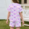 thumbnail image 3 of Grblisyd Girls Outfits Size 10-12 Cute Floral Print Ruffle Short Sleeve T-Shirts and Drawstring Elastic Waist Shorts Casual Summer Clothing Sets, 3 of 4