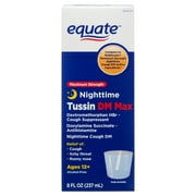 Equate Maximum Strength Nighttime Cough Suppressant, Tussin DM Max Liquid for Allergy Relief, 8 fl oz