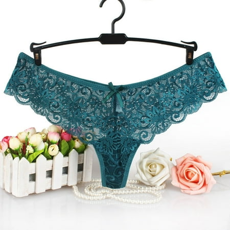 UAYOTSE Women s Floral Lace Seamless Bow Cut Out Lingerie Underwear Brief Panties XL Army Green