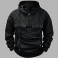 thumbnail image 2 of Jinhomg Men's Winter Outdoor Sweatshirt Thermal Comfy Fleece Lined Cargo Hoodies Big and Tall Casual Solid Long Sleeve Hooded Sweatshirt with Multi Pockets Daily Deals Black L, 2 of 7