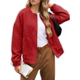 thumbnail image 3 of Spring Fall Women Long Sleeved Zipper Varsity Jacket Casual Bomber Jacket, 3 of 7