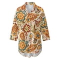 thumbnail image 4 of Xoenoiee Paisley Flower Print Womens Swimsuit Coverup Button Down Bathing Suit Cover Up Swimwear Long Sleeve Beach Shirt Dress Plus Size, XL, 4 of 7