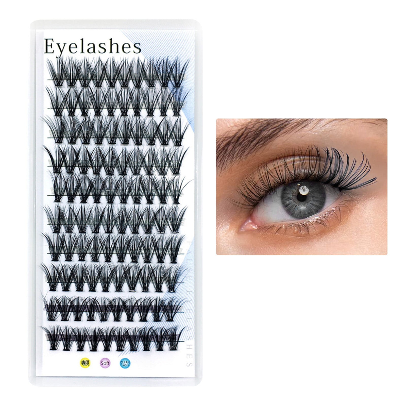 Colored Eyelash Clusters Curly Eyelashes Pink Blue Colors Eyelashes