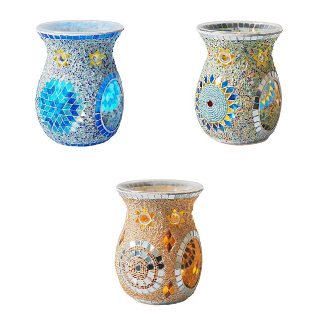 3 piezas de de mosaico quemador de aceite portavelas cera derretida decoración para hogar Soledad Quemador de aceite