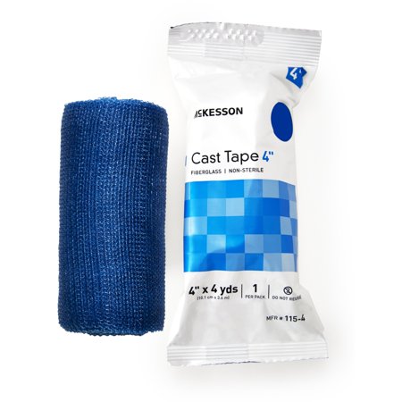 McKesson Cast Tape, Fiberglass, 4 Inches x 12 Feet, Blue, 10 Count