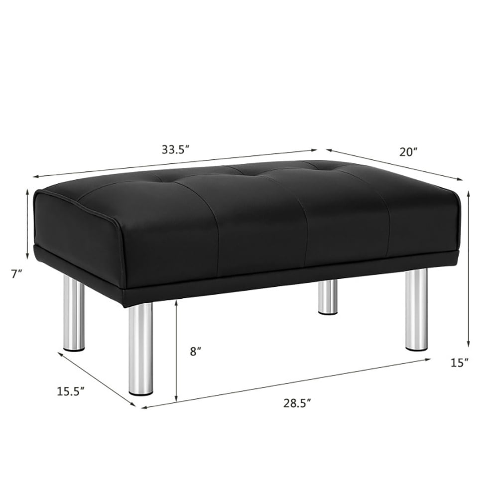 Finihen Modern Tufted Ottoman Bench, Rectangular Footstool, Rectangle Tufted Ottoman with Stainless Steel Legs, for Living Room, Bedroom, Black Finihen Modern Tufted Ottoman Bench, Rectangular Footstool, Rectangle Tufted Ottoman with Stainless Steel Legs, for Living Room, Bedroom, Black