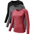thumbnail image 1 of Women's 3 Pack Compression Shirts Long Sleeve Yoga Athletic Running T Shirt, 1 of 6