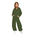 thumbnail image 2 of Angala 2 Piece Outfits For Girls Long Sleeve Cozy Hooded Sweatshirt With High Wwaist Pants With Back Pocket Set Girls Fall Season Wear Clothes, 2 of 6