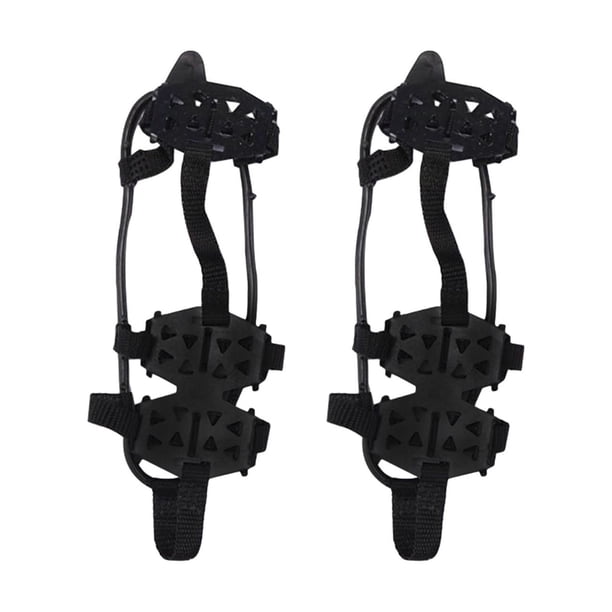 Clavos para zapatos, tacos para raquetas de nieve, puños para nieve, tacos de tracción para caminar, tacos para hielo, clavos para montañismo, hombres Negro L