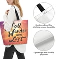 thumbnail image 3 of Fotbe Not All Who Wander Are Lost Bolsa Tote Estética de Lona con Estampado para Mujer - Bolsa Reutilizable de Hombro Casual para Vacaciones, Compras, Trabajo y Gimnasio, 3 of 8