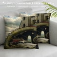 thumbnail image 3 of Orinice Dragon Tail Clock Tower Graphic Decorative Cushion Throw Pillow Cover for Home Couch Living Room Bed Sofa Pillowcase 12x12in, 3 of 5