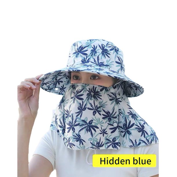 Ruifaya Sombrero de ala ancha grande para mujer, con solapa para el cuello, protector solar para exteriores, anti-UV para verano