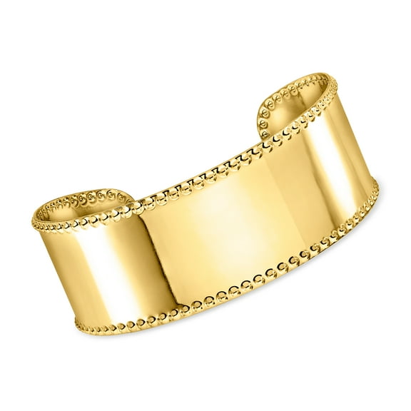 Ross-Simons 14kt Yellow Gold-Plated Beaded-Edge Cuff Bracelet, Women's, Adult