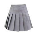 thumbnail image 3 of Jupe Plissée pour Femmes Taille Haute Mini Jupe de Tennis Patineuse Uniformes Gris L, 3 of 8