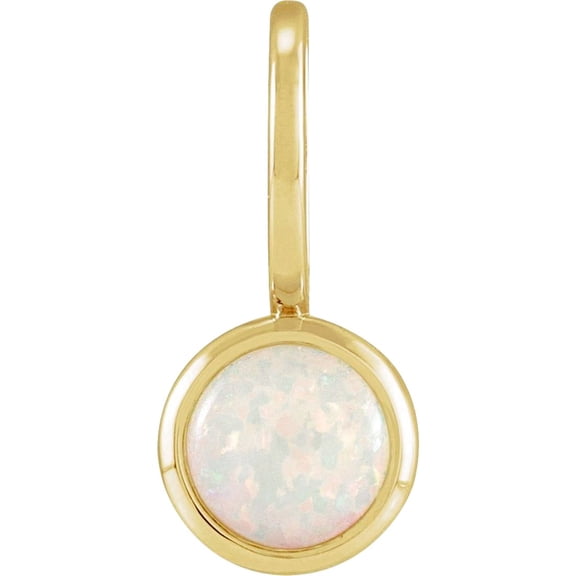 14k Yellow Gold Round Natural White Opal 5mm Polished White Pendant Necklace Pendant for Women