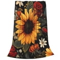 thumbnail image 2 of Balery Sunflower Floral Butterfly Manta de Felpa Suave y Acogedora – Cobija de Franela Aterciopelada para Cama, Lavable y Cálida para Sofá, Mascotas, Transpirable-40"x30", 2 of 7