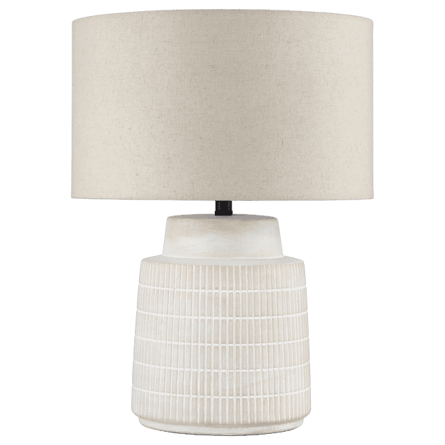 Bouclair White Ceramic Ribbed Table Lamp