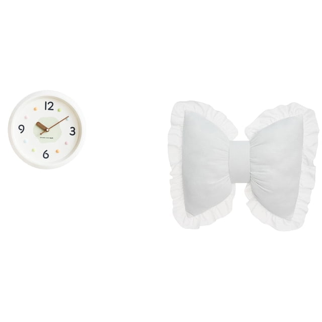 Reloj De Pared Moderno Y Silencioso Con Números Grandes Y Un Bonito Cojín Con Forma De Lazo Para Una Cómoda Decoración De La Oficina En Casa, Sala De Estudio Y Estilo Rústico.