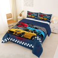 thumbnail image 2 of Manfei Sports Cars Full Size Comforter Sets,Checkered Racing Flags Bedding Comforter Set,Blue,Navy Blue Reversible,3pcs,1 Comforter and 2 Pillowcases, 2 of 7