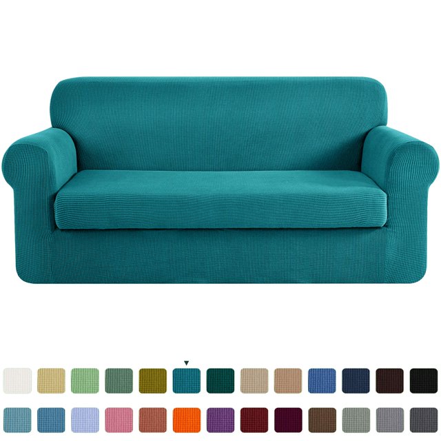 CHUN YI Stretch 2-Piece Checks Sofa Cover with Cushion Cover Slipcover
