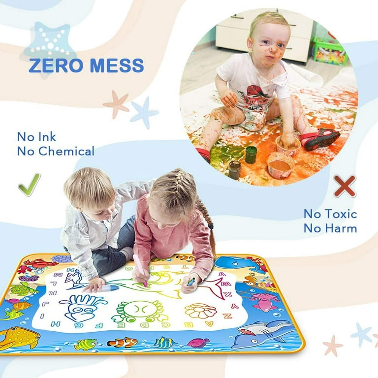 Toyk Water Doodle Mat - Kids Painting Writing Doodle Toy Mat - Color Doodle Drawing Mat Bring Magic Pens Educational Toys