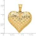 thumbnail image 4 of 14K Yellow Gold Charm Pendant Polished Basket Weave Pattern 3-D Heart, 4 of 4