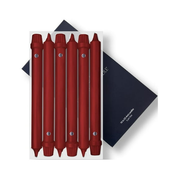 Colonial Candle Classics Unscented Taper Candle Red, Dripless, 10 inch, 8 Hours Burn, Pack of 6