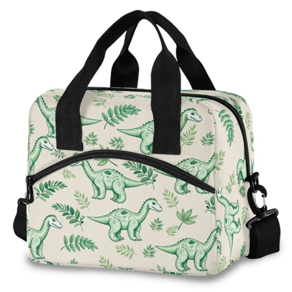 ALAZA Watercolor Dinosaur Insulated Lunch Box Large Reusable Cooler Bag with Shoulder Strap