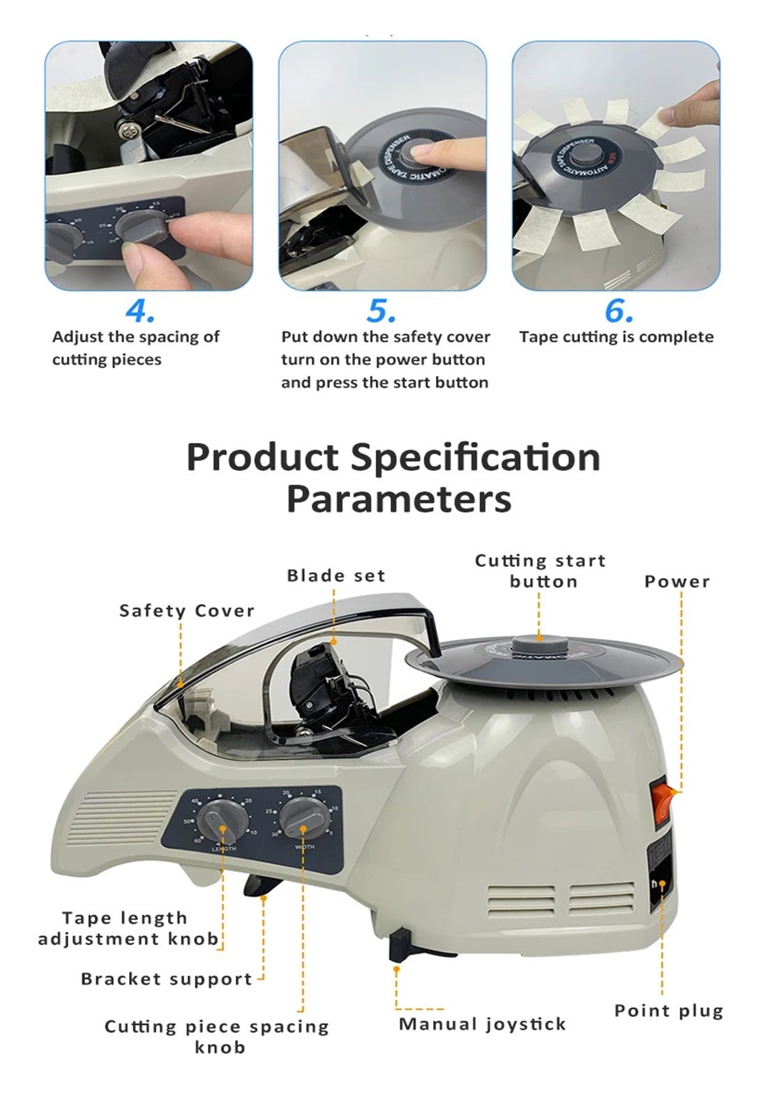 RT-3000 Automatic Tape Cutter Dispenser Machine For Flame Retardant Tape Masking Tape ,Wide Application