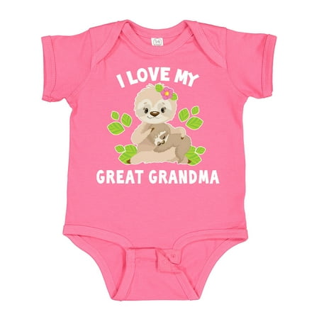 

Inktastic Cute Sloth I Love My Great Grandma with Green Leaves Gift Baby Boy or Baby Girl Bodysuit