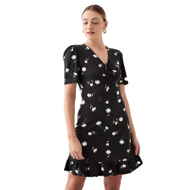 Dorothy Perkins - Vestido Corto Floral para Mujer (Negro)