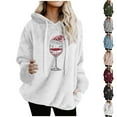 thumbnail image 5 of Cmfcve Plus Size Christmas Hoodie for Woman Xmas Print Double Faced Fleece Holiday Sweatshirt Top Long Sleeve Drawstring Pullover Sweater with Pocket, 5 of 5
