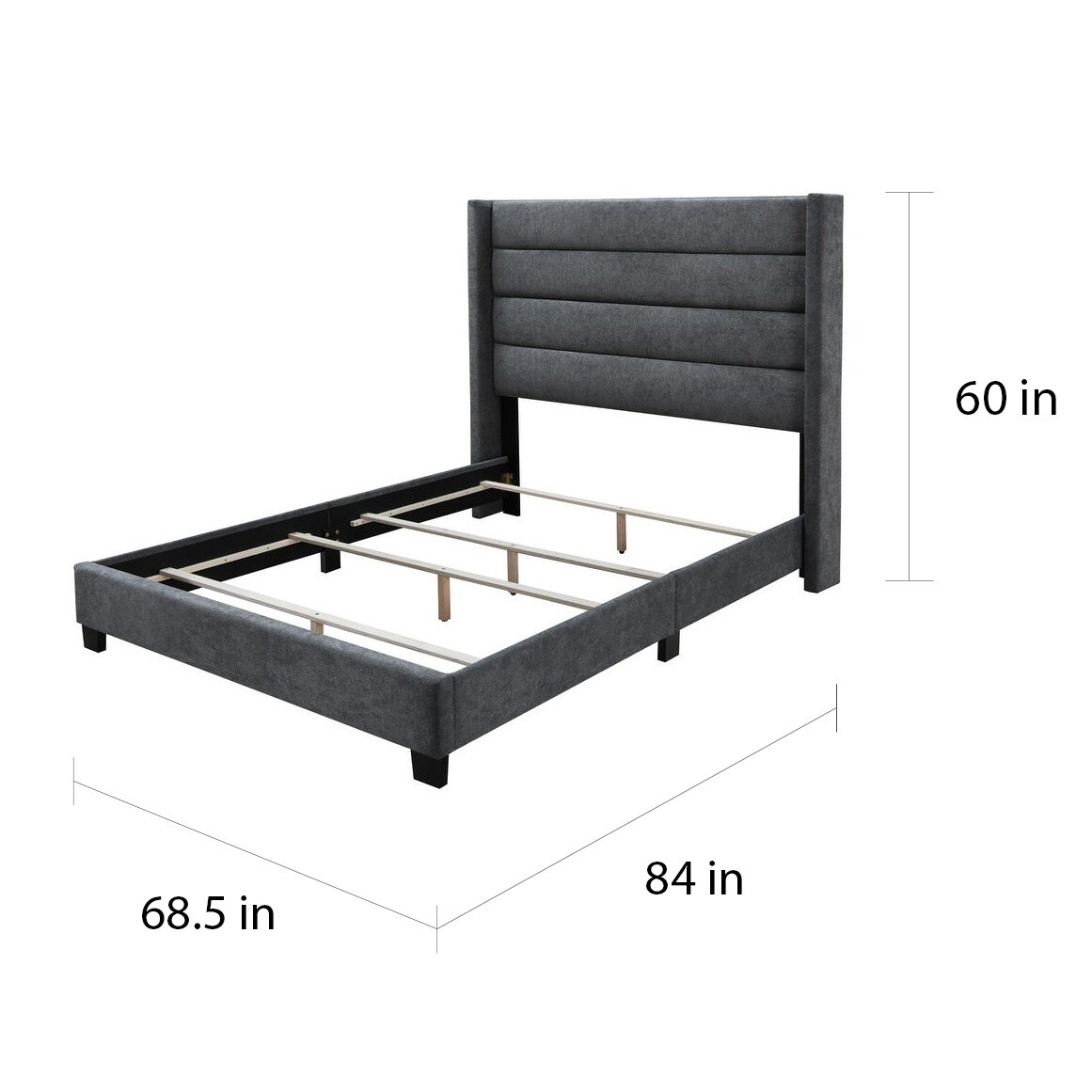 DG Casa George Upholstered Wingback Platform Bed Charcoal King Transitional - image 2 of 5