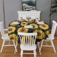 thumbnail image 2 of Black Yellow Sunflower Pattern Round Tablecloth 60"x60",Wrinkle Wipeable Table Cloth for Kitchen Dining Room Picnic Patio Party, 2 of 6