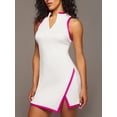 thumbnail image 4 of iiniim Women's Golf Tennis Dress Turtleneck Sleeveless Sport Skirts Yoga Workout Athletic White&Hot Pink M, 4 of 7