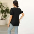 thumbnail image 5 of AherBiu T-Shirts pour Femmes à Encolure Carrée, Coupe Ample, Plissés, Tendance, Décontractés, Confortables, Manches Courtes, T-Shirts, 5 of 5